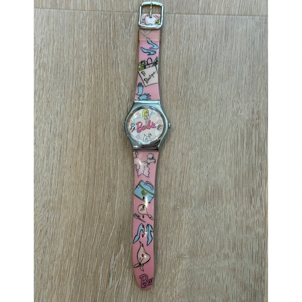Vintage 90s Barbie Pink Poodle Boutique Graphic Watch